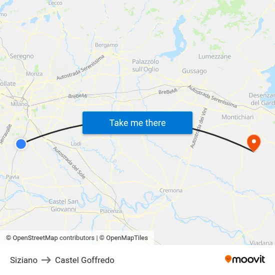 Siziano to Castel Goffredo map