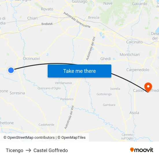 Ticengo to Castel Goffredo map