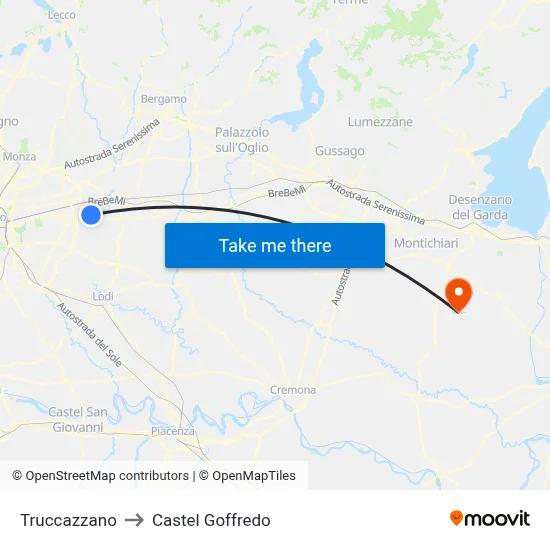 Truccazzano to Castel Goffredo map