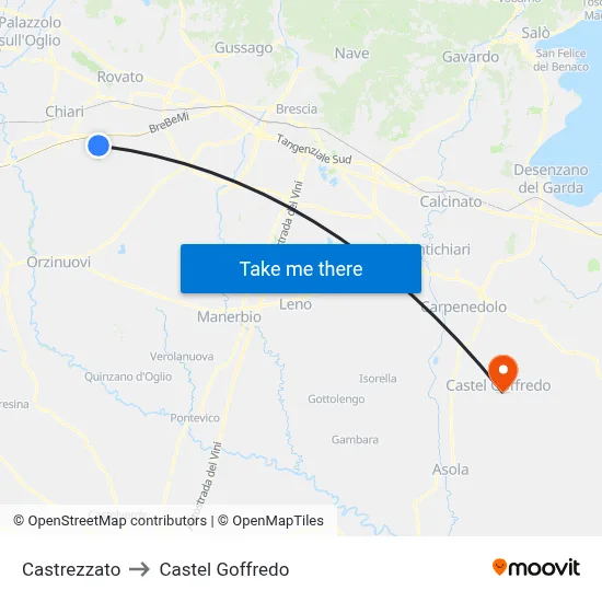 Castrezzato to Castel Goffredo map