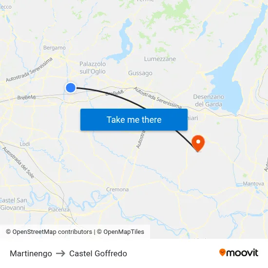 Martinengo to Castel Goffredo map