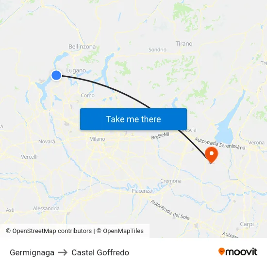 Germignaga to Castel Goffredo map