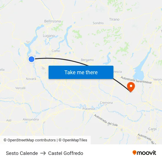 Sesto Calende to Castel Goffredo map