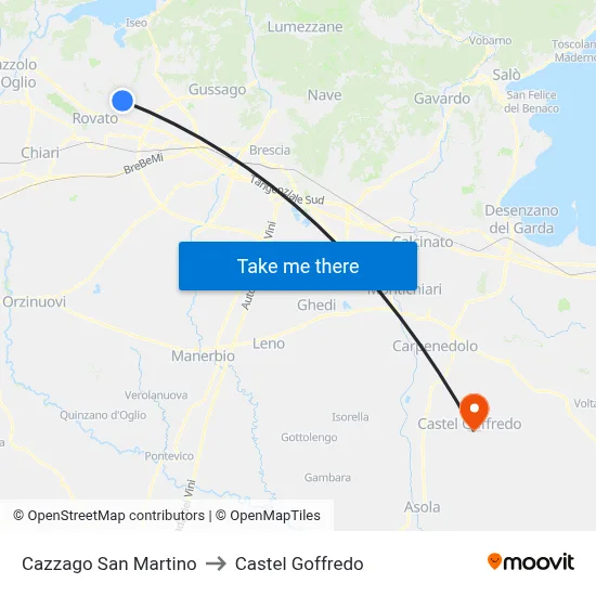 Cazzago San Martino to Castel Goffredo map