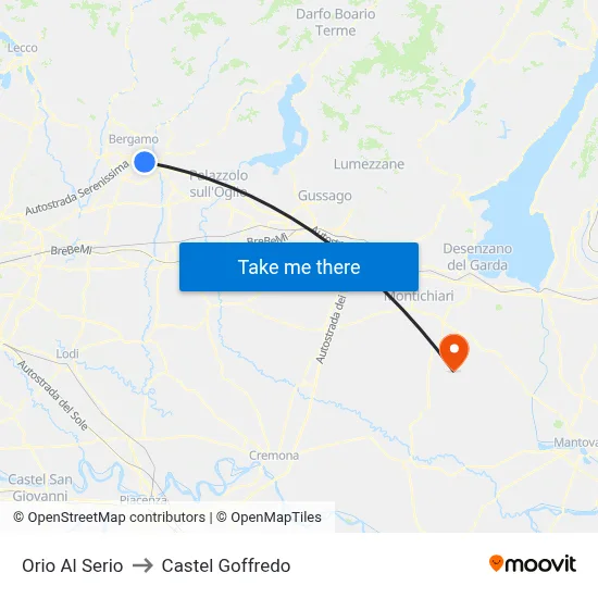 Orio Al Serio to Castel Goffredo map