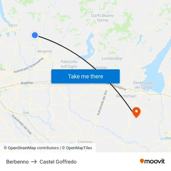 Berbenno to Castel Goffredo map
