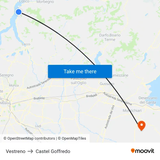 Vestreno to Castel Goffredo map