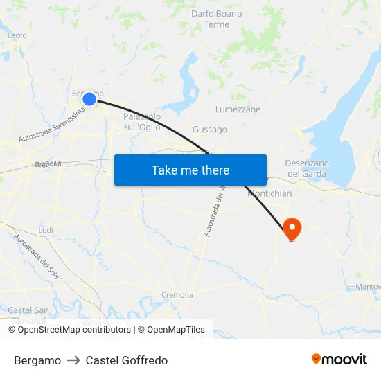 Bergamo to Castel Goffredo map