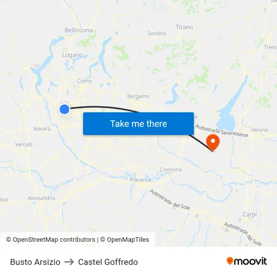 Busto Arsizio to Castel Goffredo map