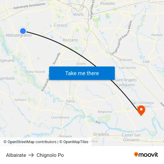 Albairate to Chignolo Po map