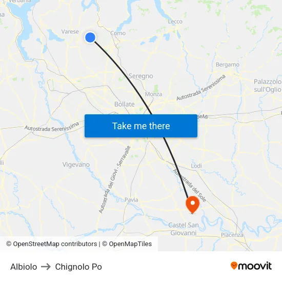 Albiolo to Chignolo Po map