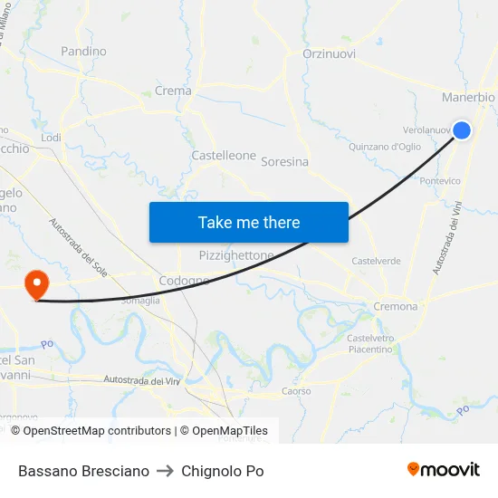 Bassano Bresciano to Chignolo Po map