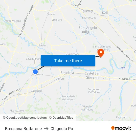 Bressana Bottarone to Chignolo Po map