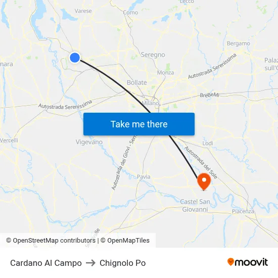 Cardano Al Campo to Chignolo Po map