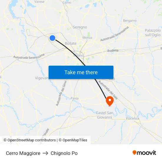 Cerro Maggiore to Chignolo Po map