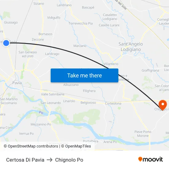Certosa Di Pavia to Chignolo Po map