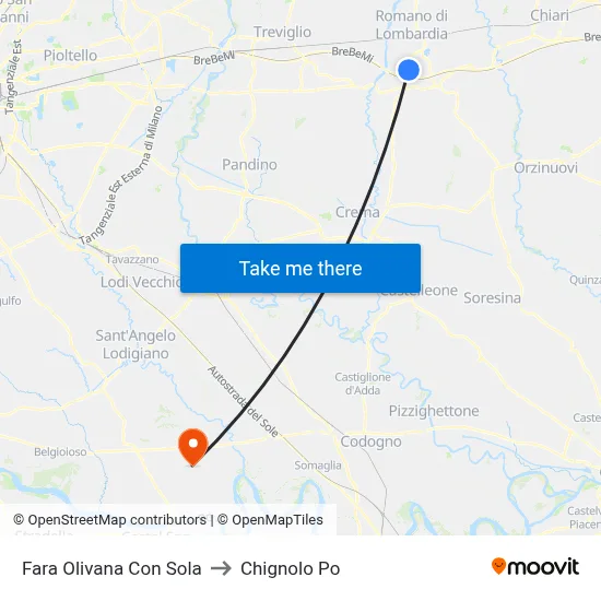 Fara Olivana Con Sola to Chignolo Po map