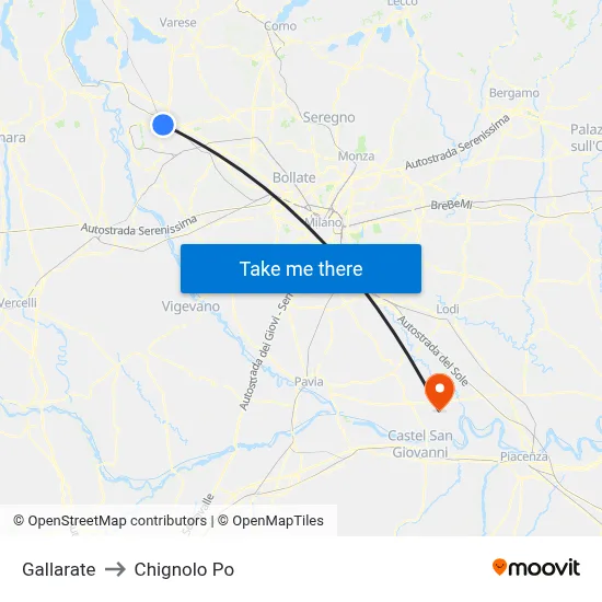 Gallarate to Chignolo Po map
