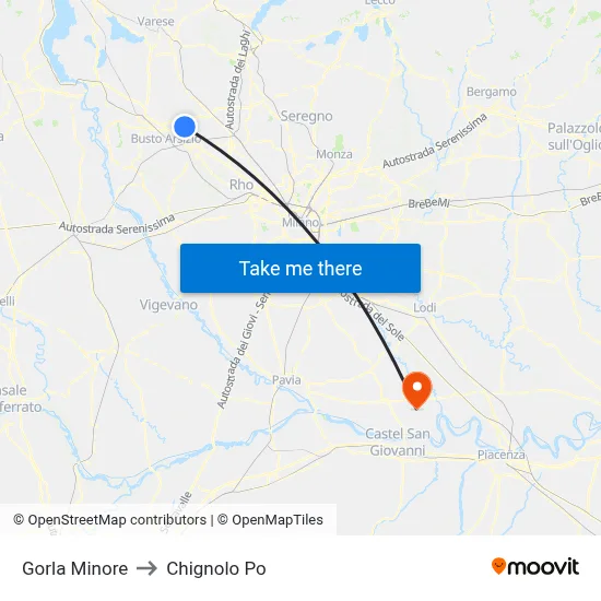 Gorla Minore to Chignolo Po map