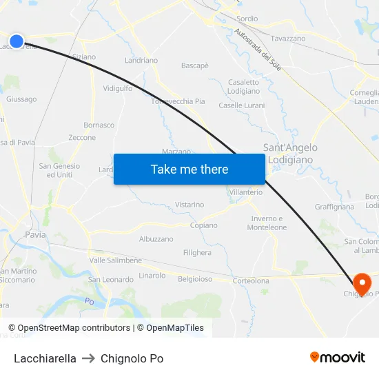 Lacchiarella to Chignolo Po map
