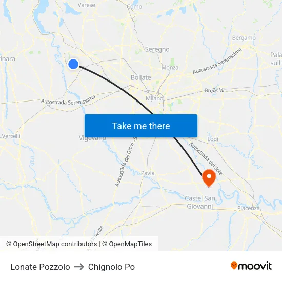 Lonate Pozzolo to Chignolo Po map