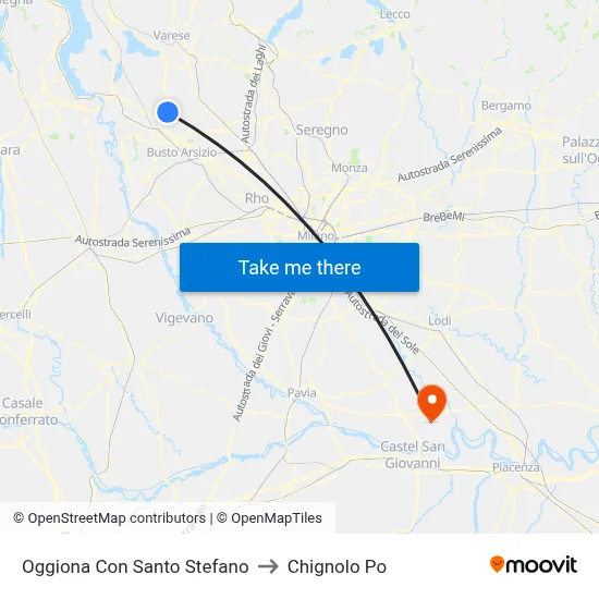 Oggiona Con Santo Stefano to Chignolo Po map
