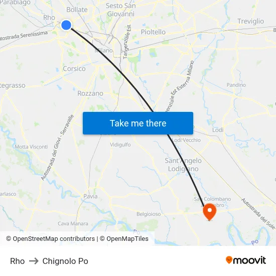Rho to Chignolo Po map