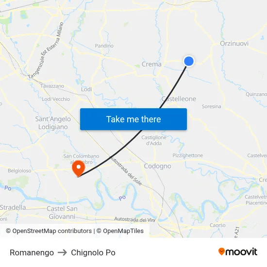 Romanengo to Chignolo Po map