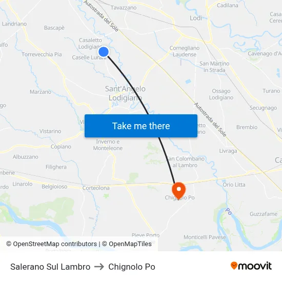 Salerano Sul Lambro to Chignolo Po map