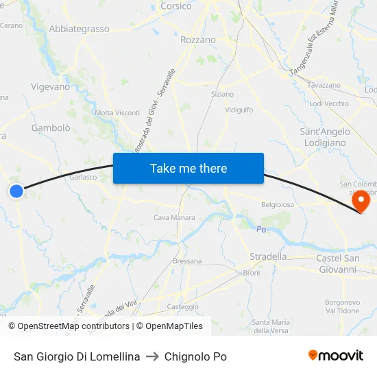 San Giorgio Di Lomellina to Chignolo Po map
