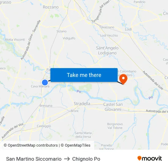 San Martino Siccomario to Chignolo Po map