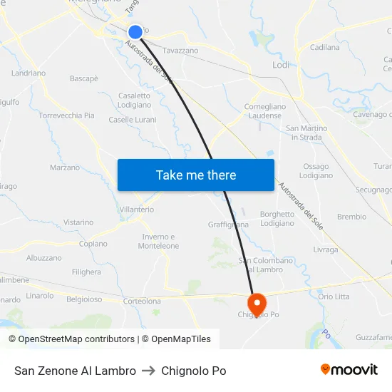 San Zenone Al Lambro to Chignolo Po map