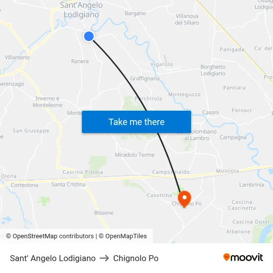 Sant' Angelo Lodigiano to Chignolo Po map