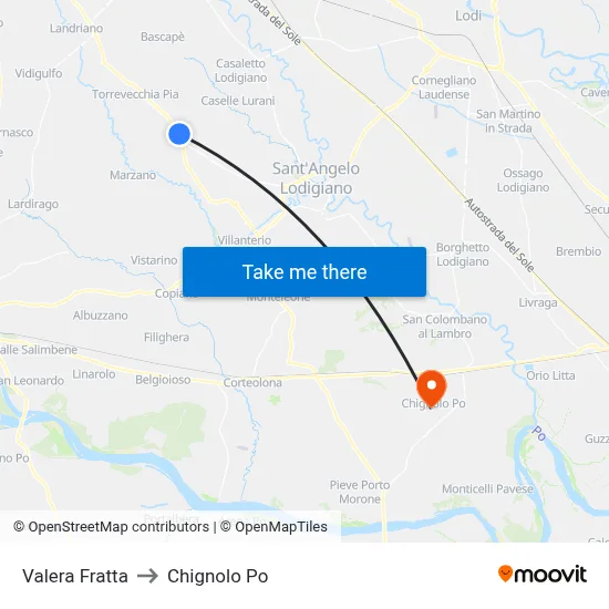 Valera Fratta to Chignolo Po map
