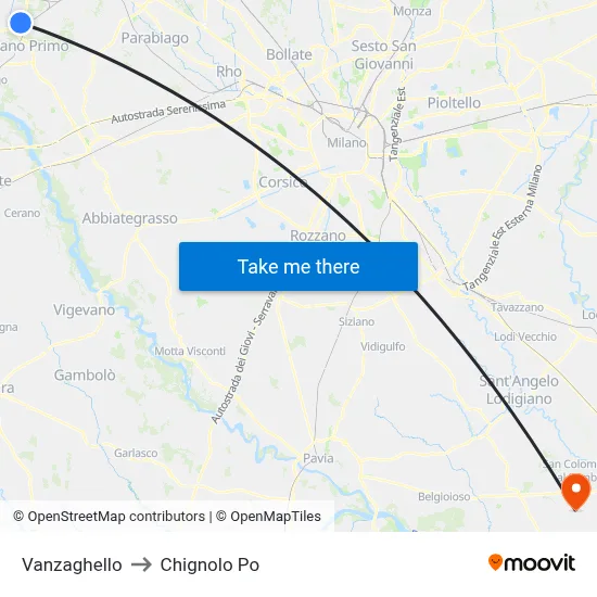 Vanzaghello to Chignolo Po map