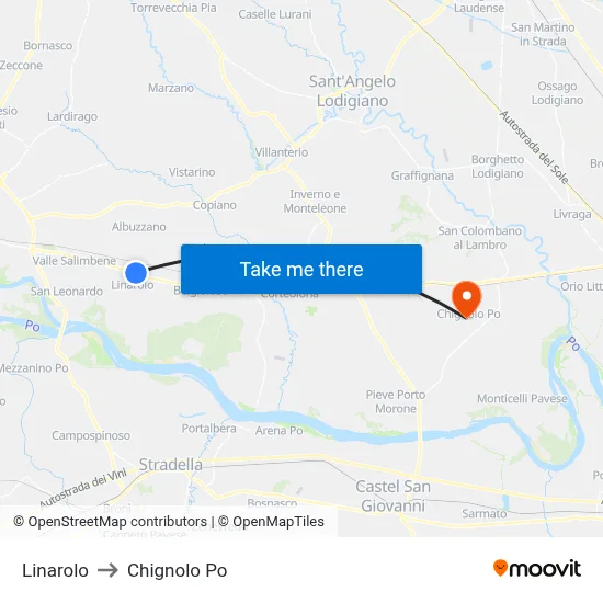 Linarolo to Chignolo Po map