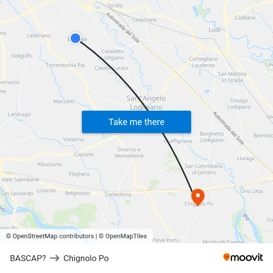 Bascap to Chignolo Po map
