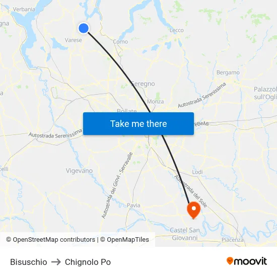 Bisuschio to Chignolo Po map