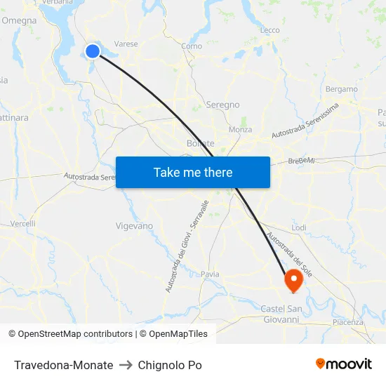 Travedona-Monate to Chignolo Po map
