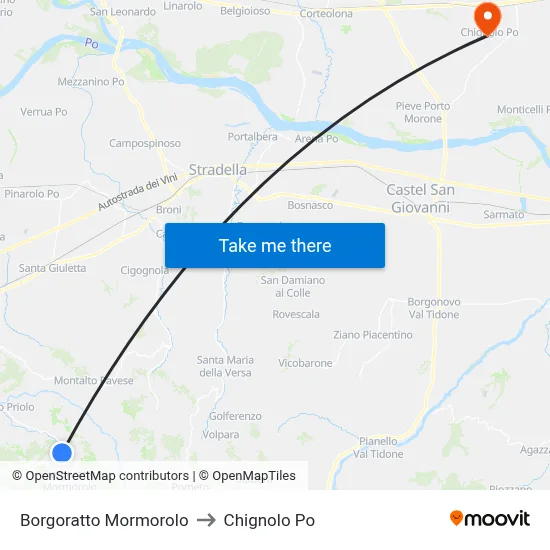 Borgoratto Mormorolo to Chignolo Po map