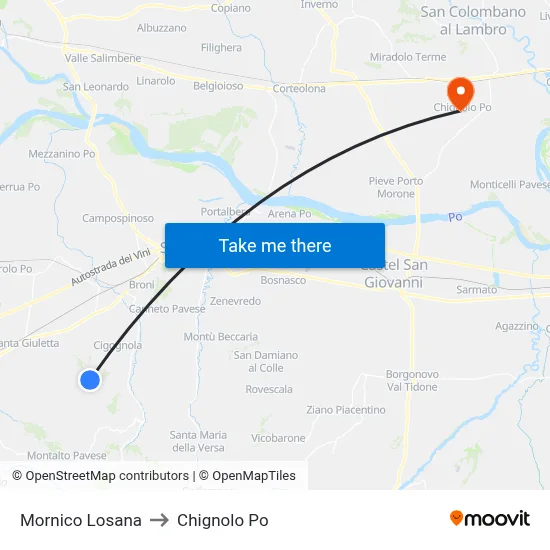 Mornico Losana to Chignolo Po map