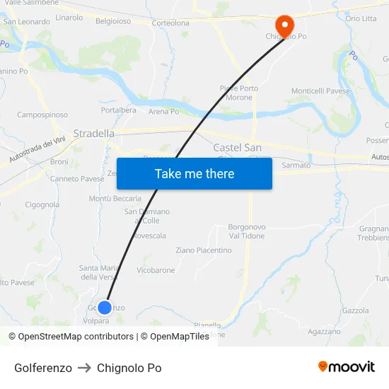 Golferenzo to Chignolo Po map