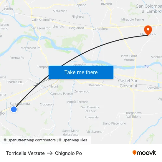 Torricella Verzate to Chignolo Po map