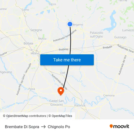 Brembate Di Sopra to Chignolo Po map