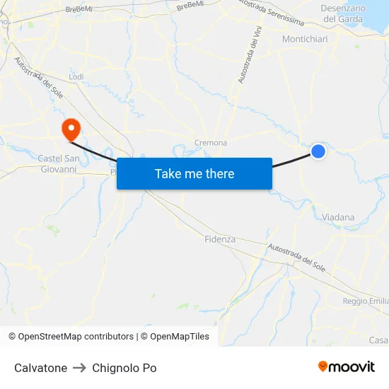 Calvatone to Chignolo Po map