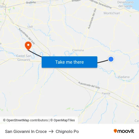 San Giovanni In Croce to Chignolo Po map