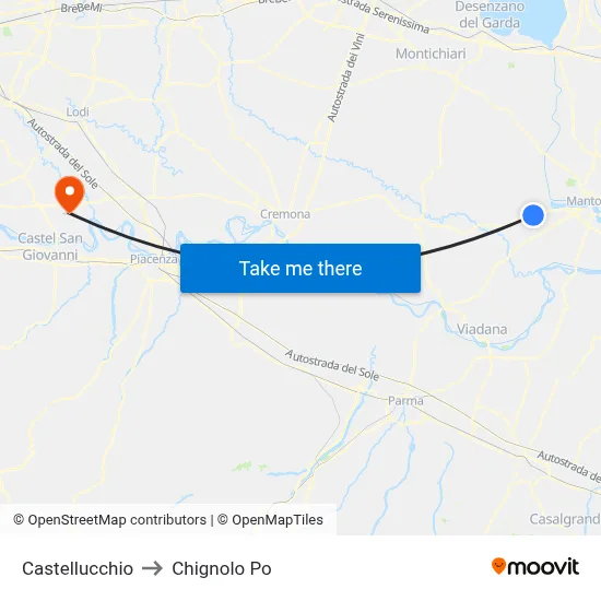 Castellucchio to Chignolo Po map