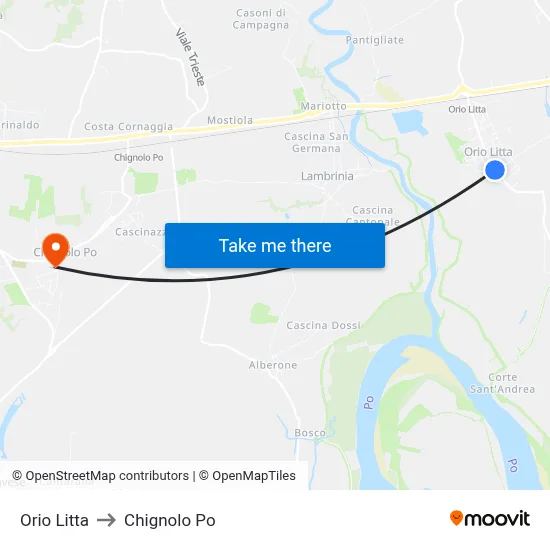 Orio Litta to Chignolo Po map