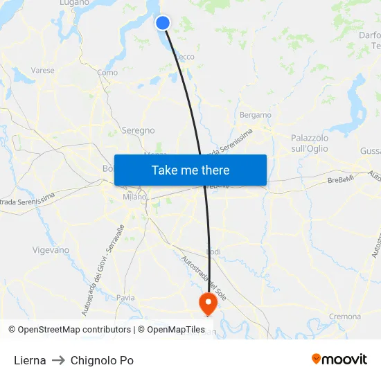 Lierna to Chignolo Po map