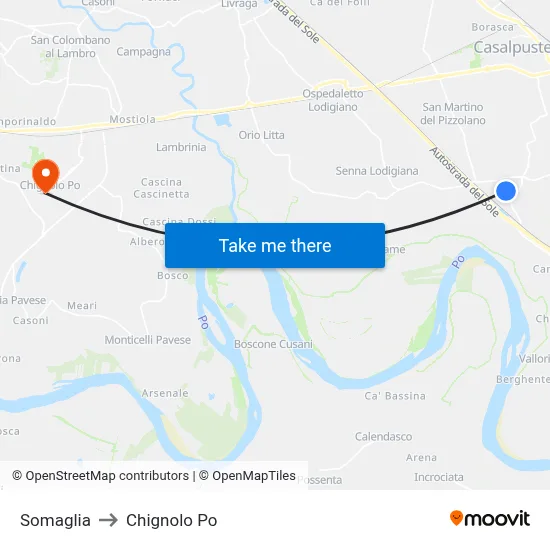 Somaglia to Chignolo Po map